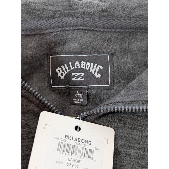 NWT Billabong Summit Full Zip Fleece Hoodie in Black Heather sz Large - Picture 5 of 7